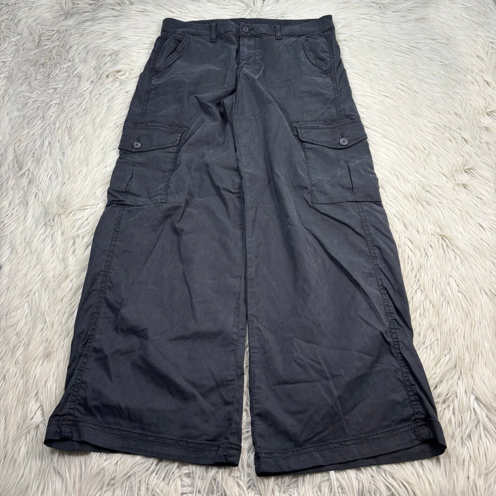 American Eagle Women's 6 Black Twill Mid-Rise Baggy Cargo Pants Street Cool Girl